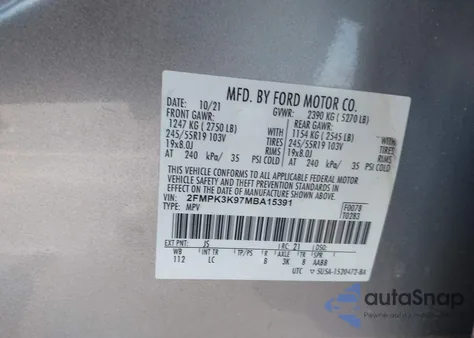 2021 Ford Edge Titanium from USA, damaged, VIN 2FMPK3K97MBA15391
